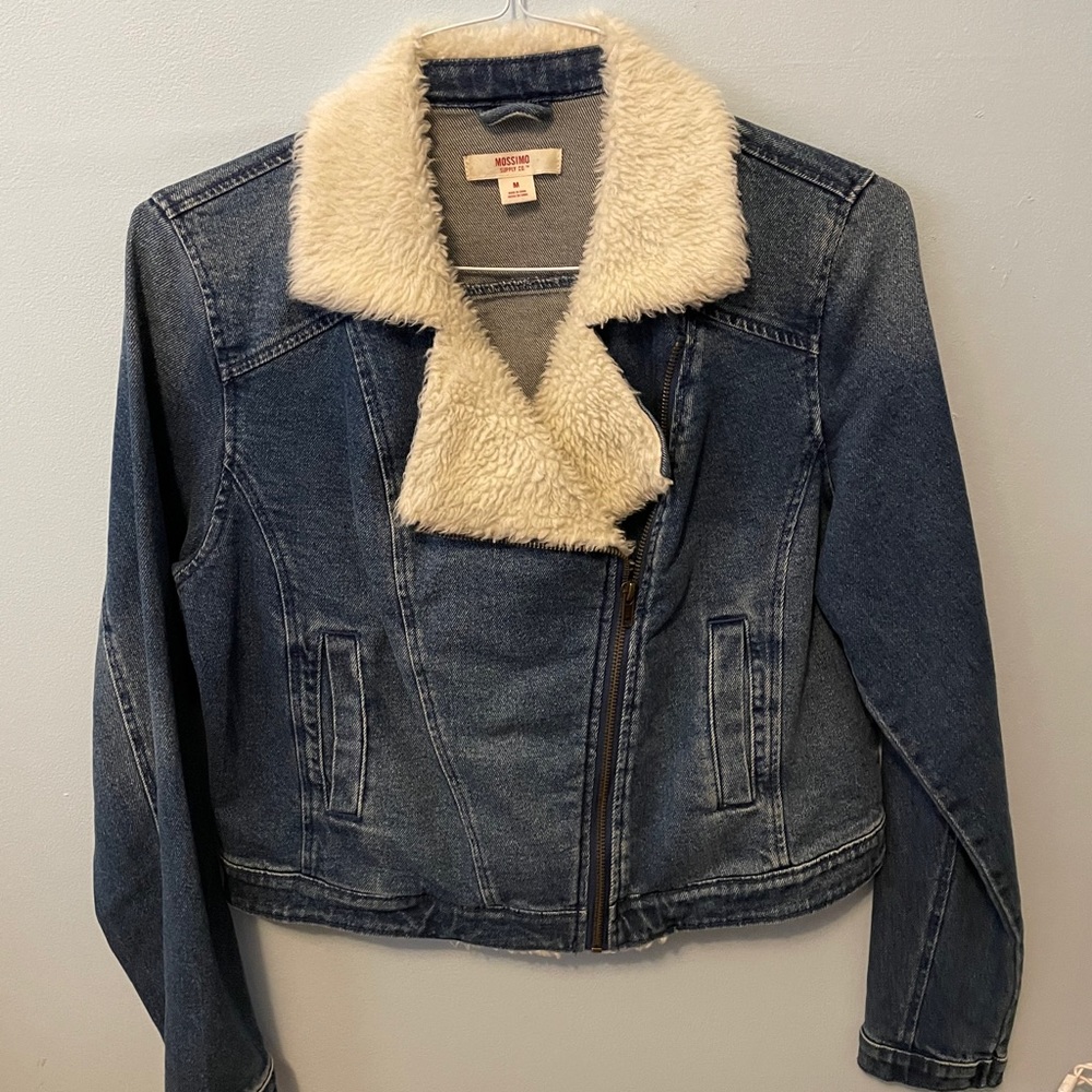 Fuzzy jean jacket